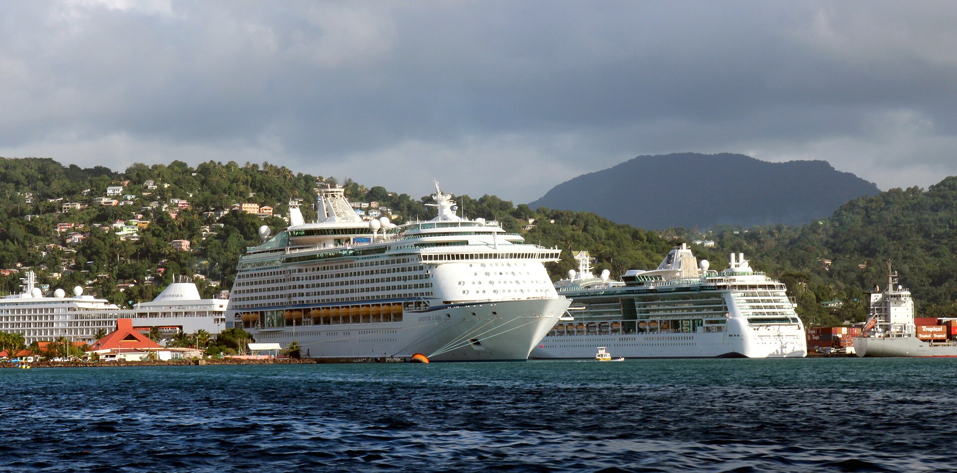 Cruise ships in Castries harbour, St Lucia